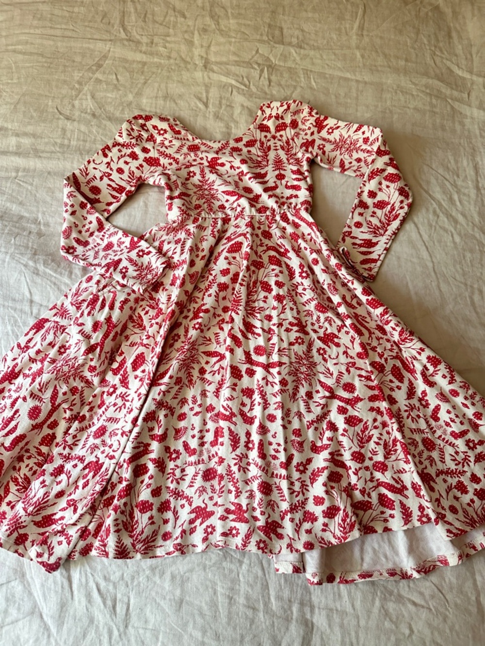 Girls Red Floral Long-Sleeve Remie Girl Twirl Dress Size 6
